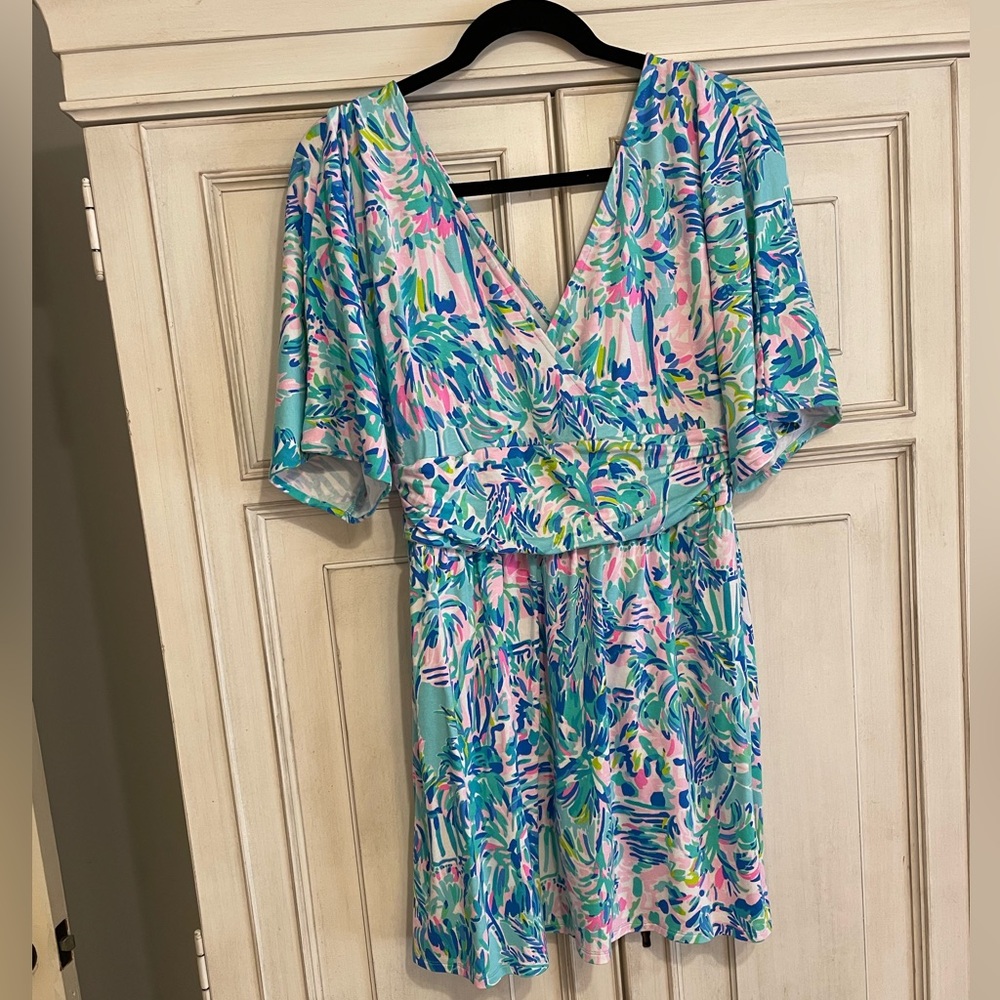 Lilly Pulitzer Parigi V Neck Romper Caribbean Way Size M